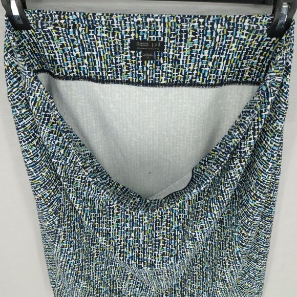 J Jill Wearever Skirt Womens XL Black Blue Yellow Stretch Knit Elastic Waist - Picture 8 of 9
